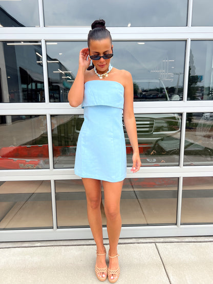 FOLDED PANEL LINEN MINI DRESS