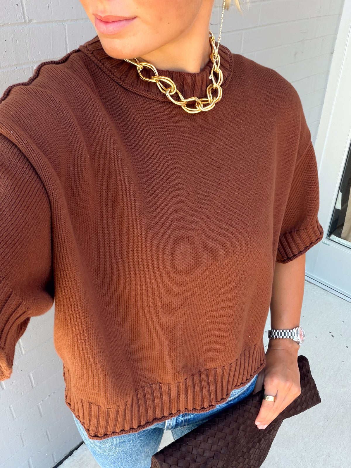 SHORT SLEEVE SWEATER