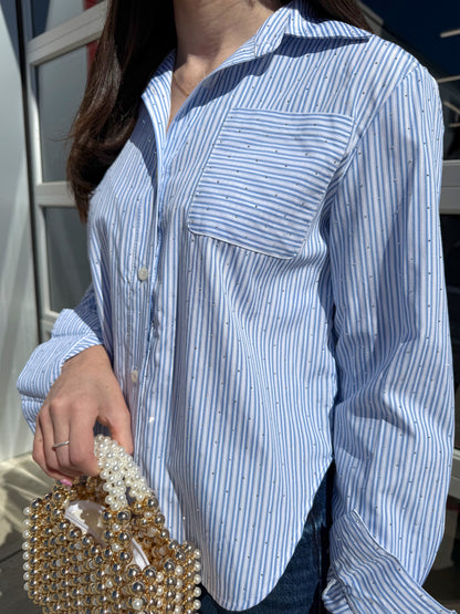 MICRO SEQUIN STRIPE BLOUSE