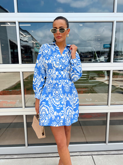 LONG SLEEVE PRINT DRESS