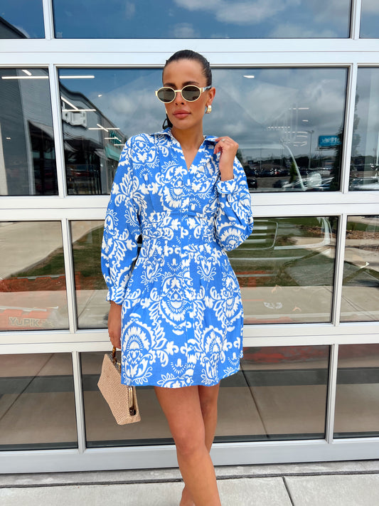 LONG SLEEVE PRINT DRESS