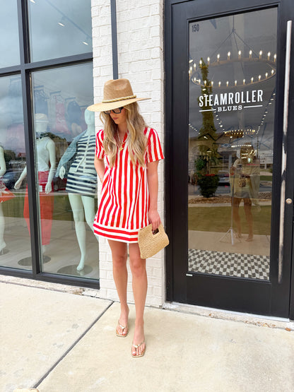 STRIPED MINI SHIRT DRESS