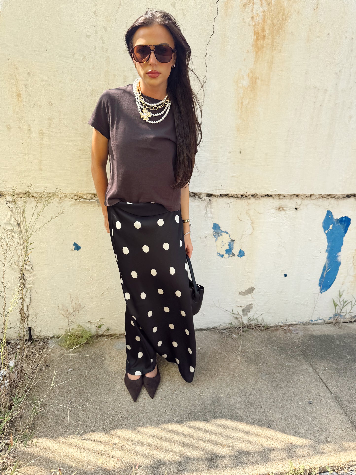 POLKA DOT SATIN MINI SKIRT