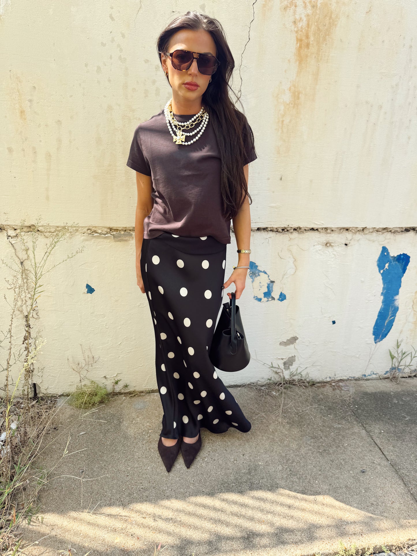 POLKA DOT SATIN MINI SKIRT