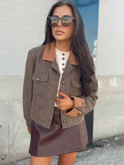 CORDUROY CONTRAST TWEED JACKET