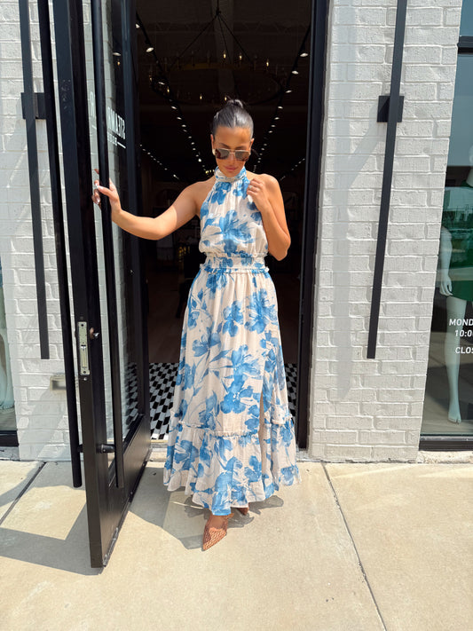 TIE BACK HALTER NECKLINE MAXI