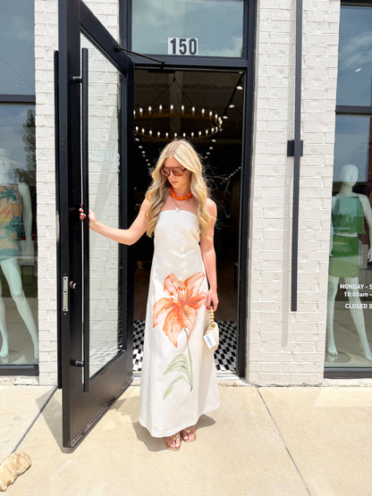 STRAPLESS SALINE MAXI DRESS