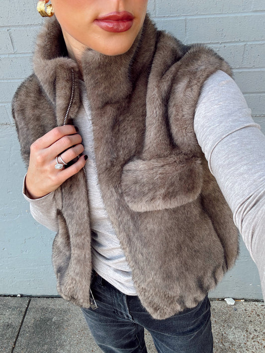 MOCHA FUR VEST