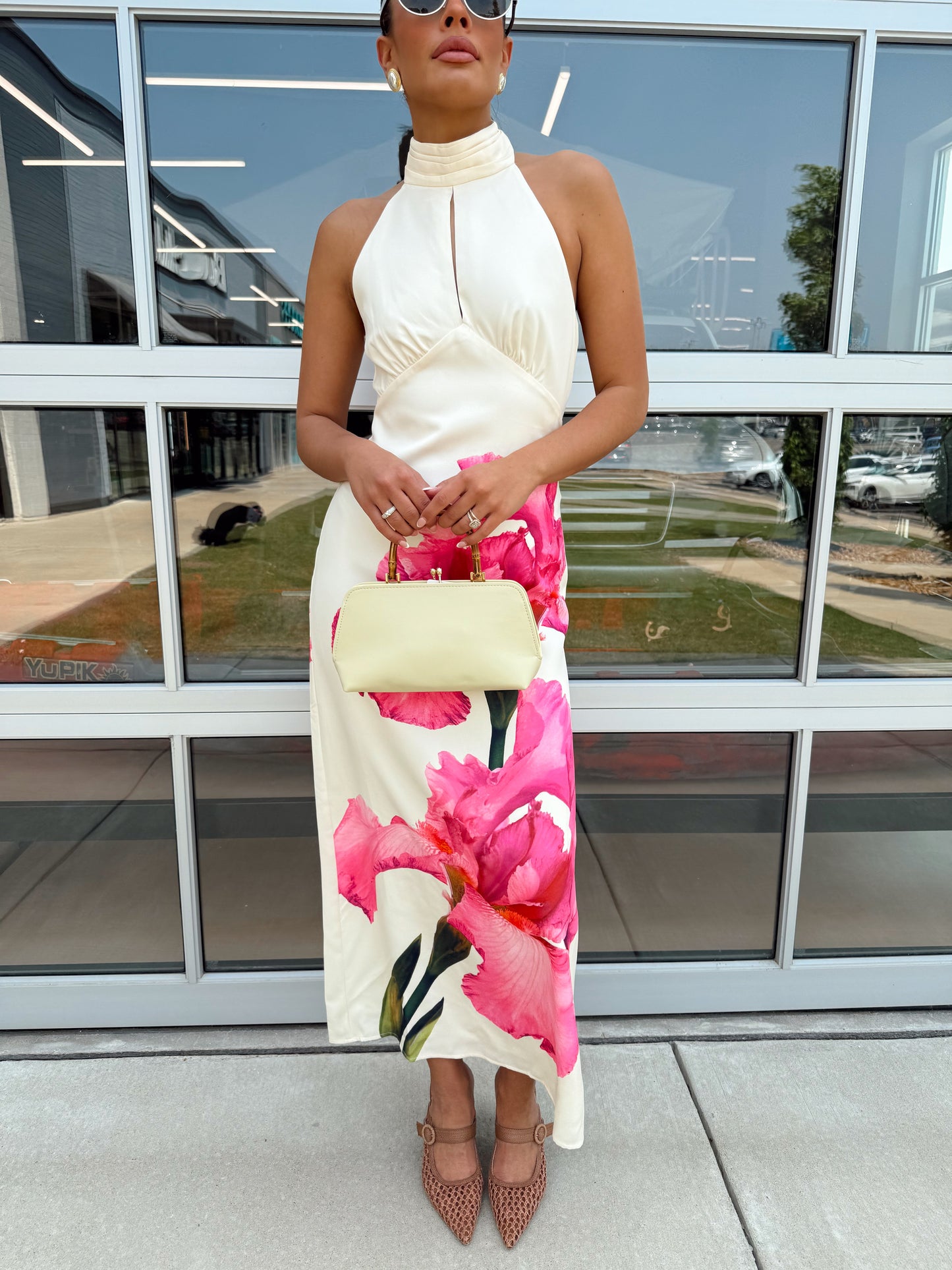 FLORAL HALTER MIDI DRESS