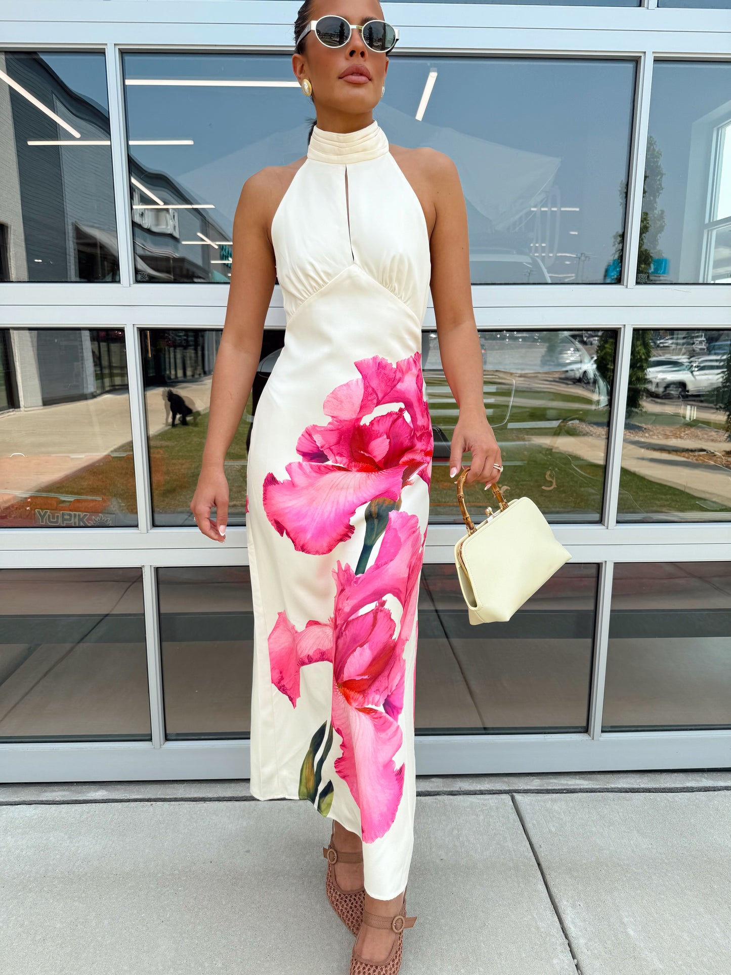 FLORAL HALTER MIDI DRESS