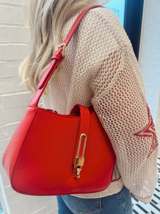 RED LOCK SHOULDER BAG