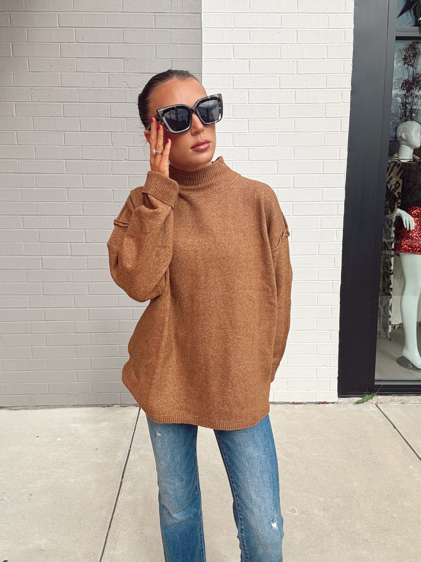 MOCK NECK LONG SLEEVE SWEATER