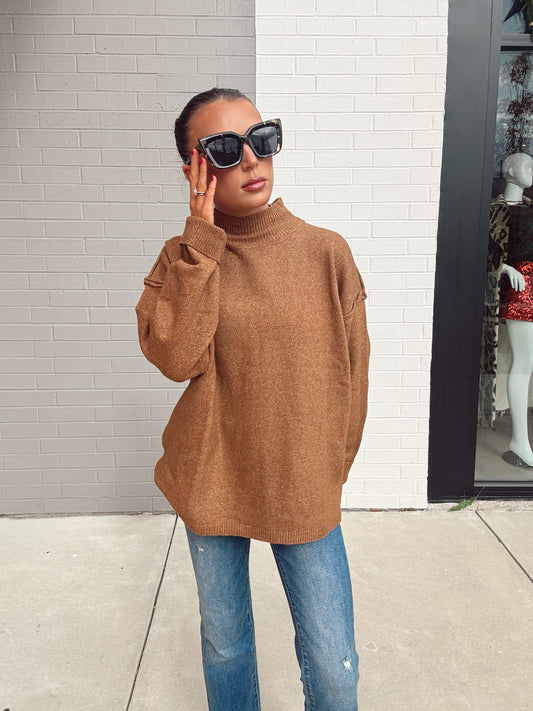 MOCK NECK LONG SLEEVE SWEATER