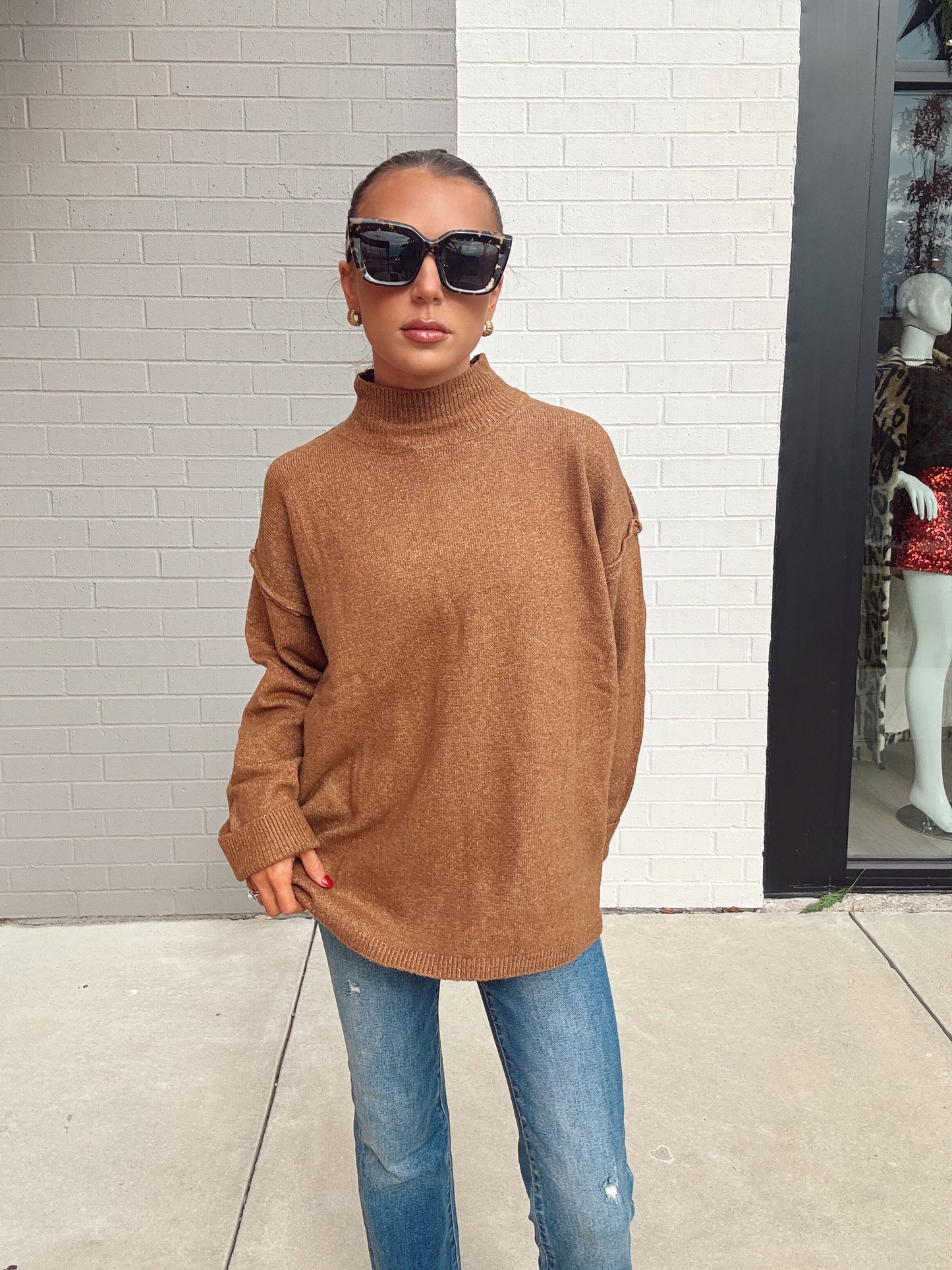 MOCK NECK LONG SLEEVE SWEATER