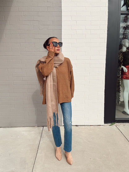 MOCK NECK LONG SLEEVE SWEATER