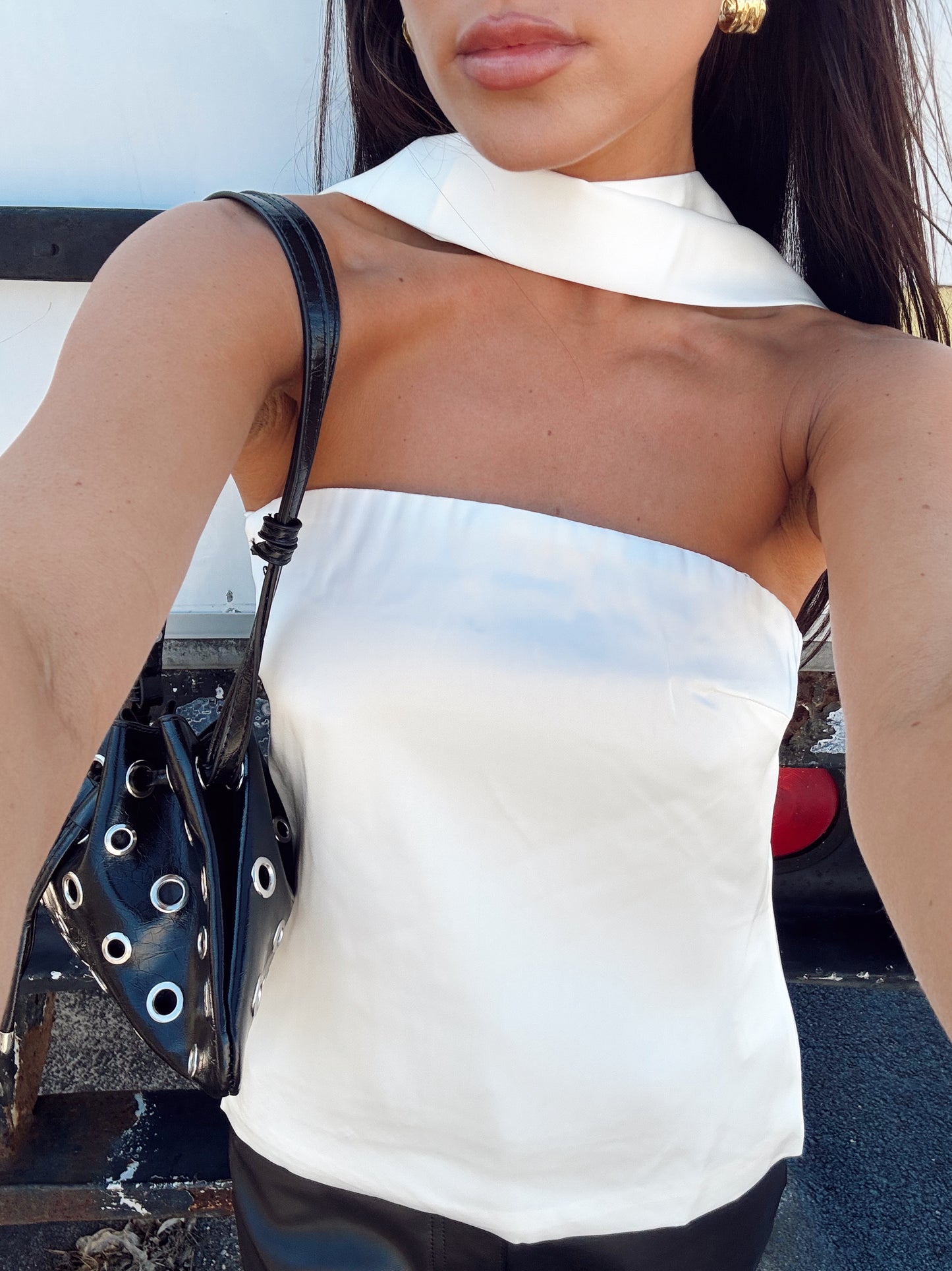 HAILEY SATIN SCARF TOP