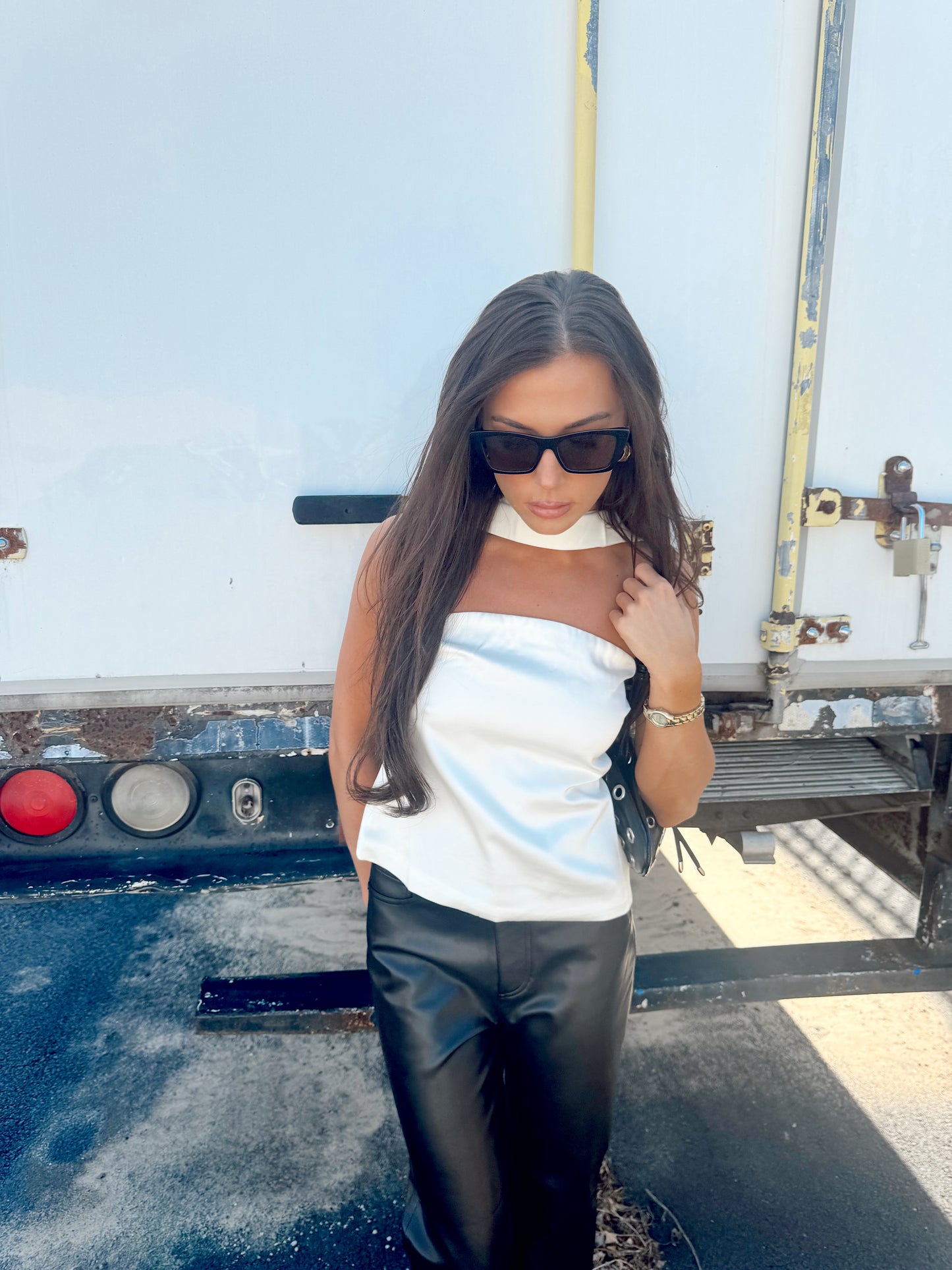 HAILEY SATIN SCARF TOP