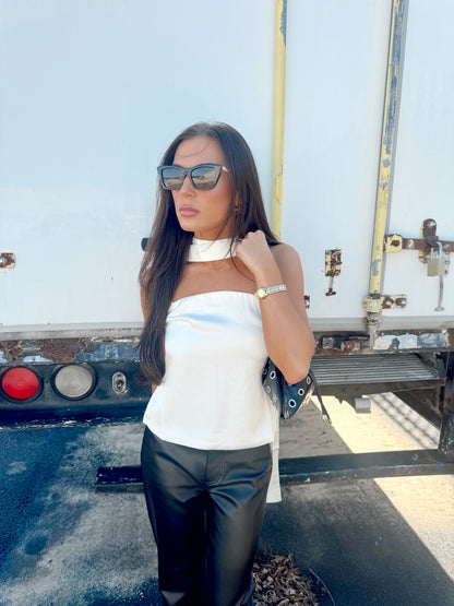 HAILEY SATIN SCARF TOP