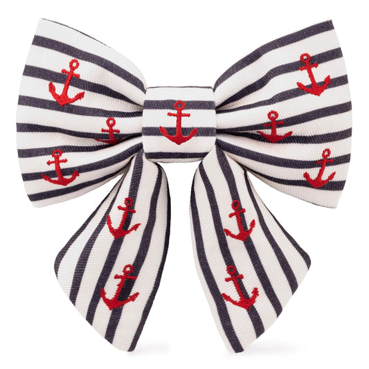 ANCHOR EMBROIDERED LADY DOG BOW