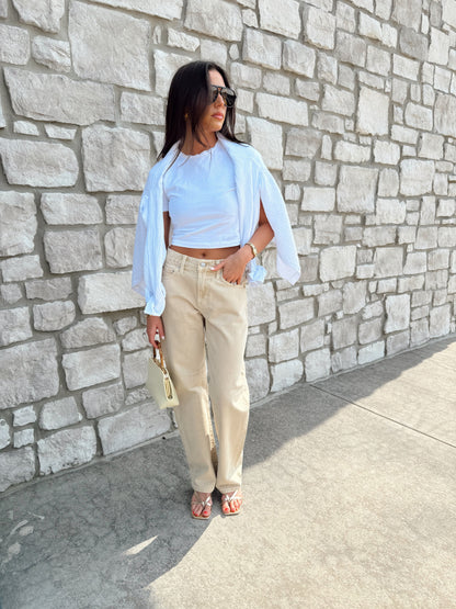 LEXI MID RISE BOWED STRAIGHT JEAN- BLUSH