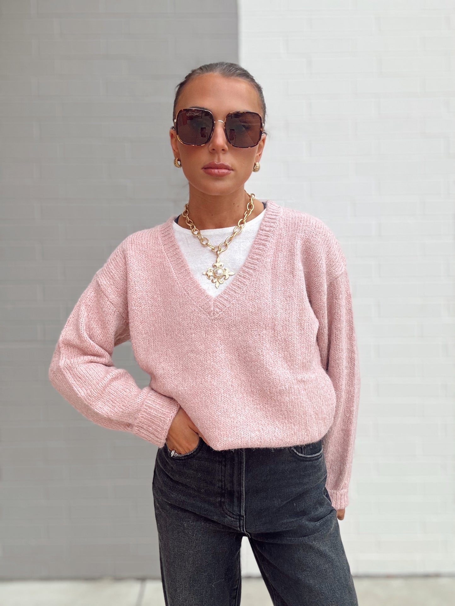 SIENNA FUZZY DOUBLE LAYER SWEATER