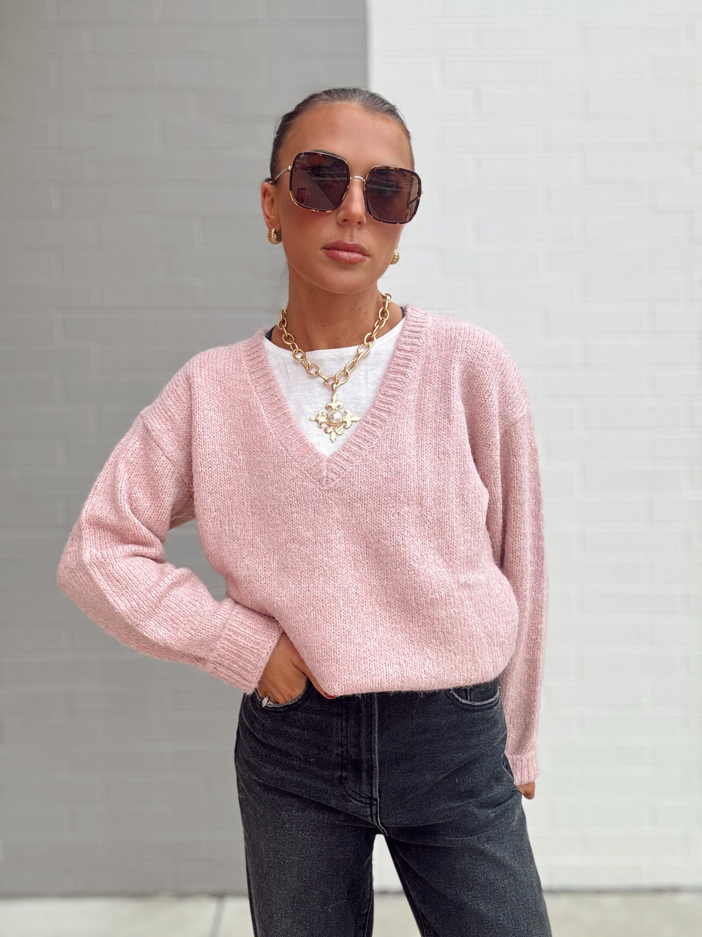 SIENNA FUZZY DOUBLE LAYER SWEATER