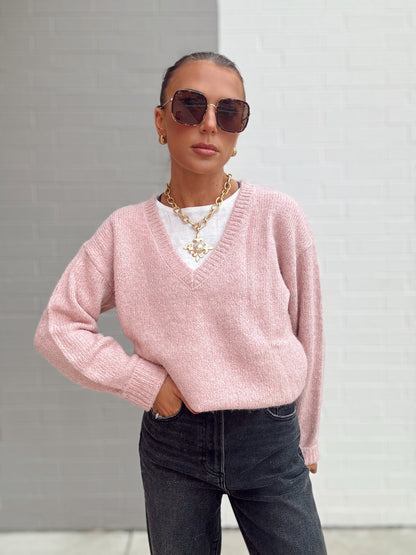 SIENNA FUZZY DOUBLE LAYER SWEATER