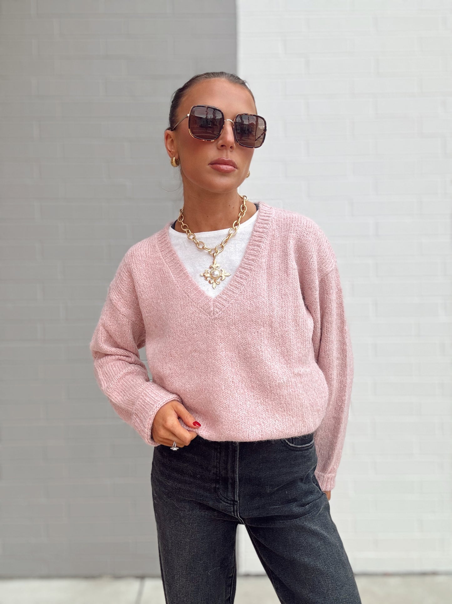 SIENNA FUZZY DOUBLE LAYER SWEATER