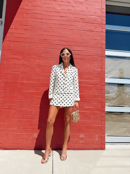 POLKA DOT BOXY CROPPED BLAZER JACKET