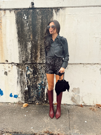 IVAN 3D FLOWER DENIM SHIRT