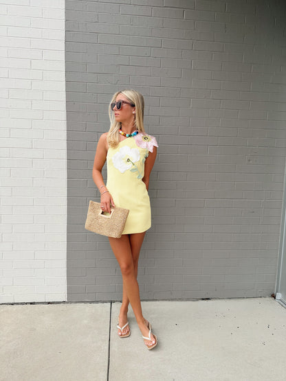ONE SHOULDER FLORAL FITTED MINI DRESS