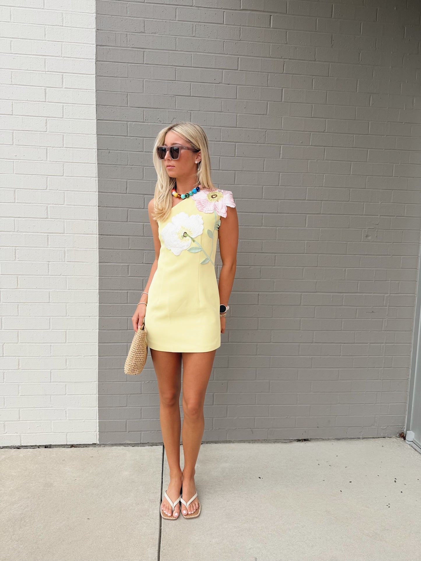 ONE SHOULDER FLORAL FITTED MINI DRESS