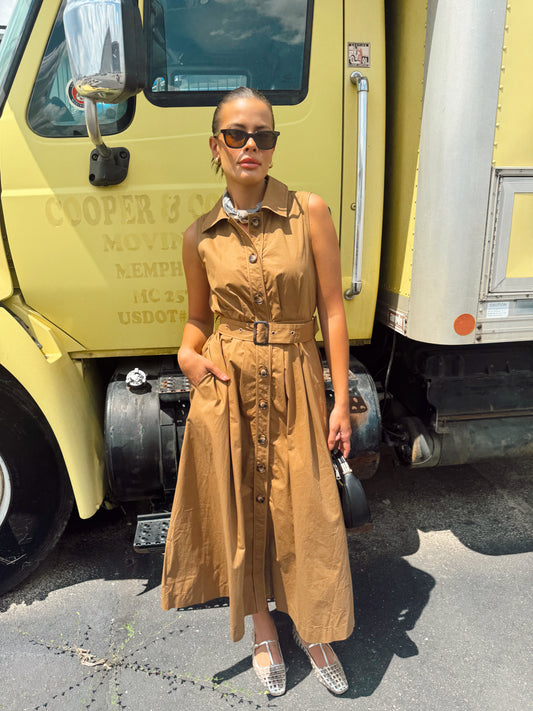 TRENCH COLLARED MIDI DRESS