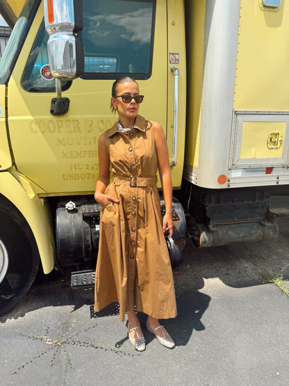 TRENCH COLLARED MIDI DRESS
