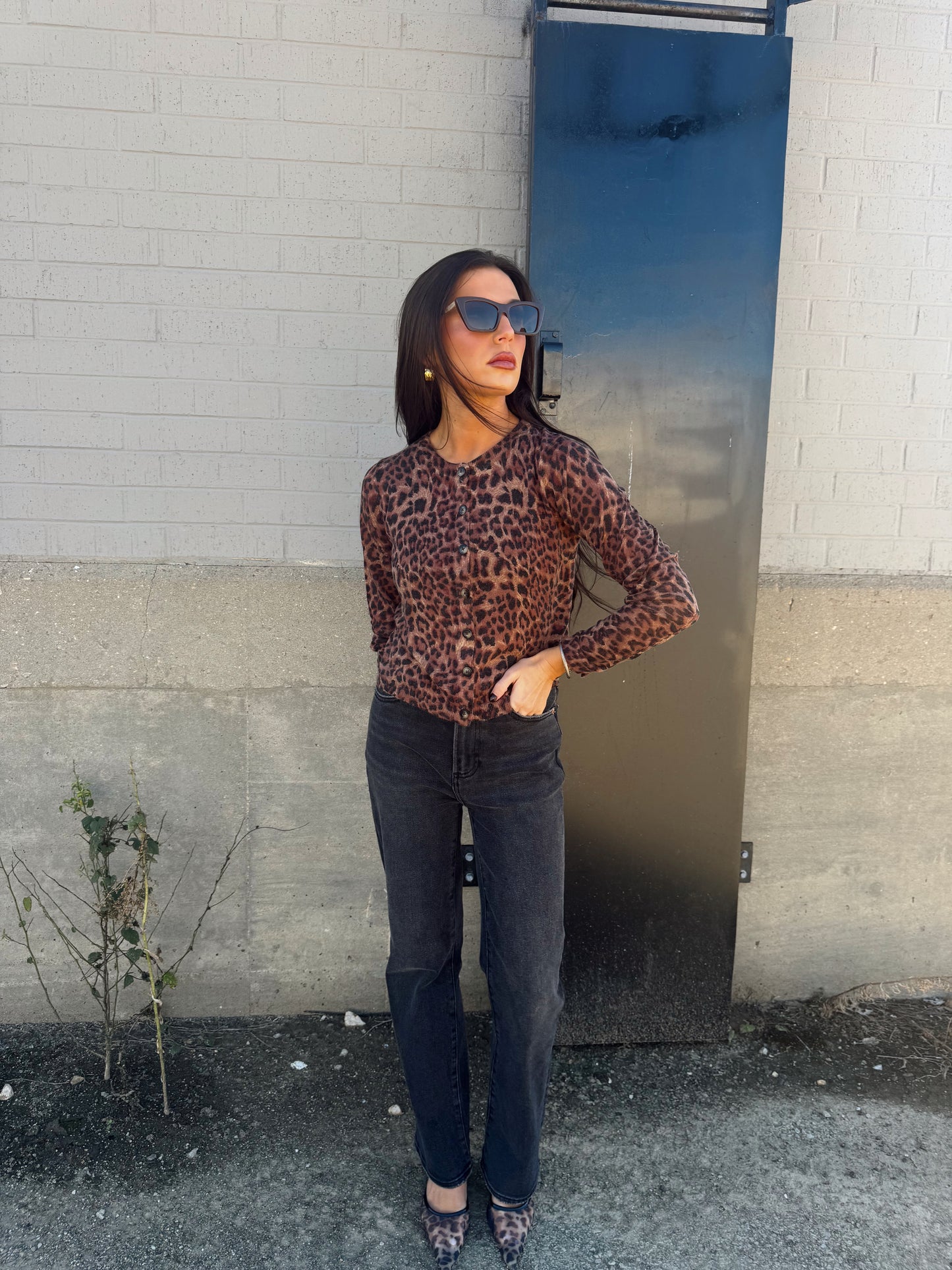 CHRISTINE LEOPARD KNIT TOP