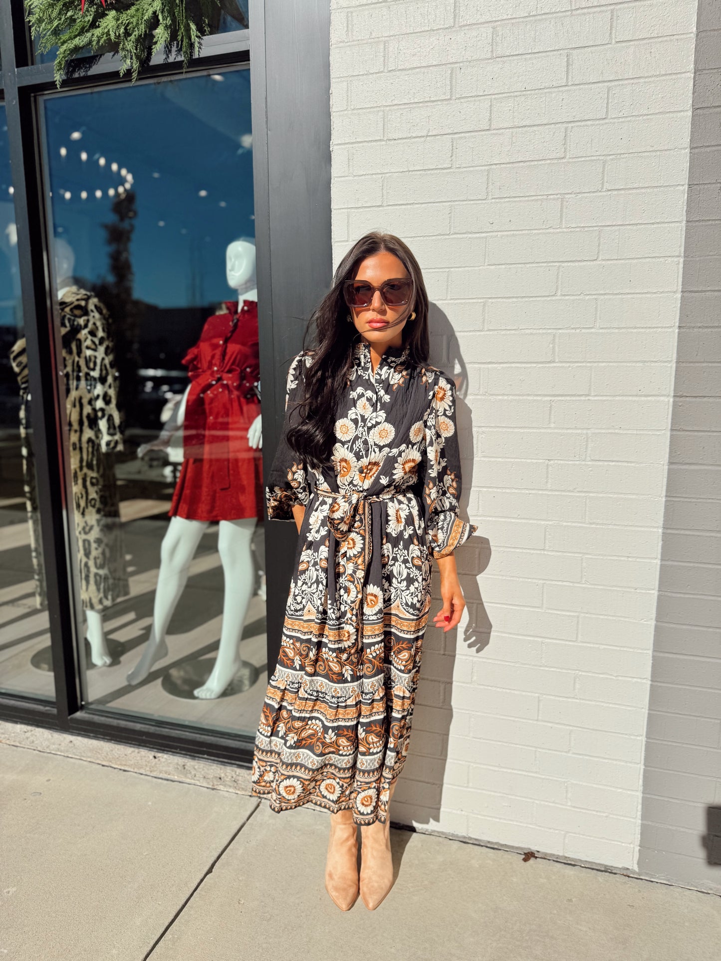 FLORAL PRINTED MIDI DRESS