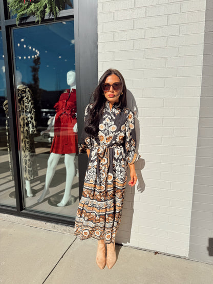 FLORAL PRINTED MIDI DRESS