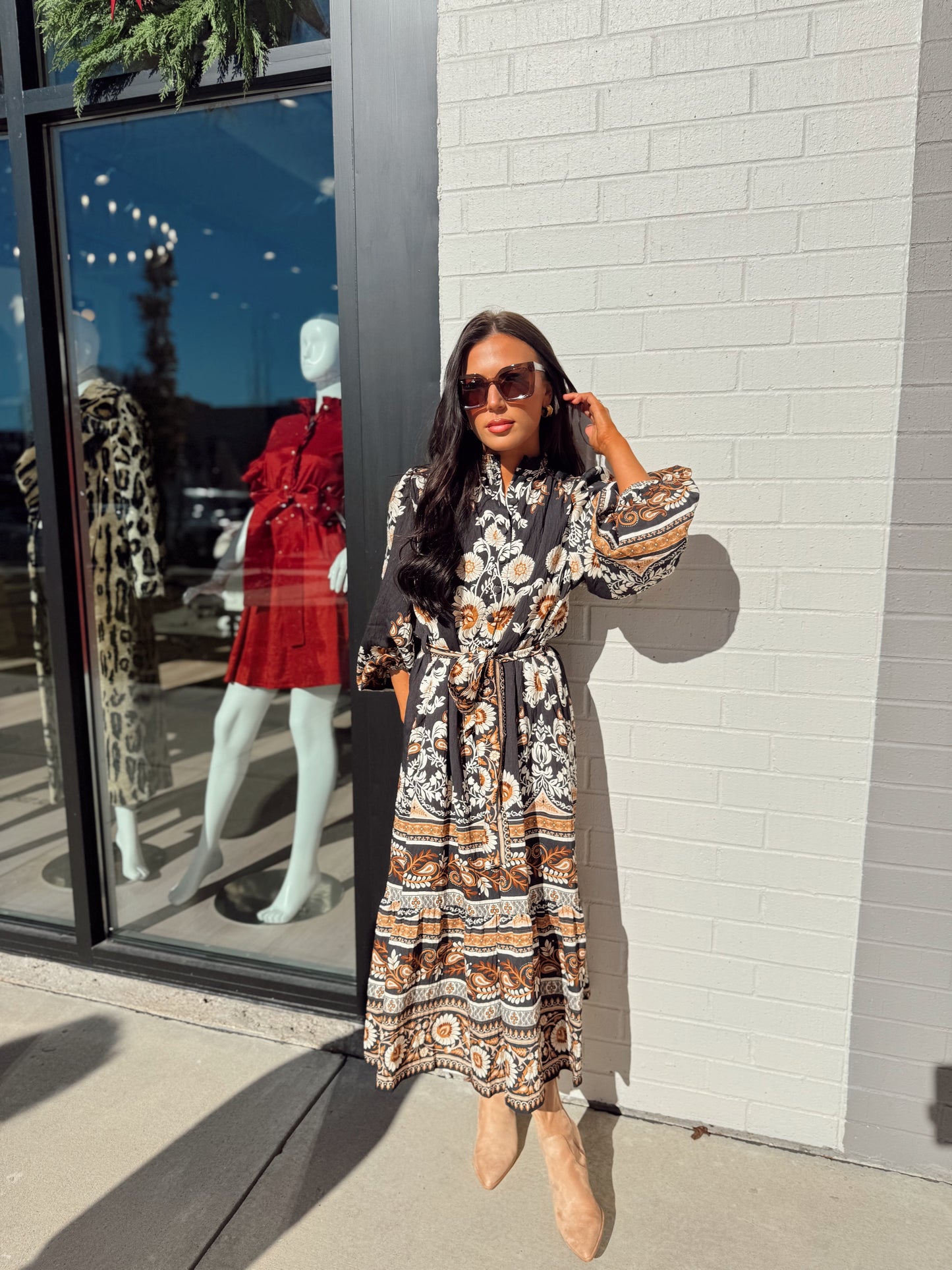 FLORAL PRINTED MIDI DRESS