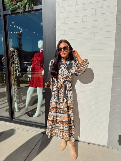 FLORAL PRINTED MIDI DRESS