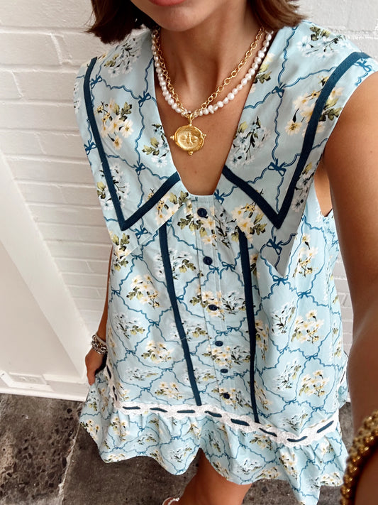 FLORAL PETER PAN COLLARD DRESS