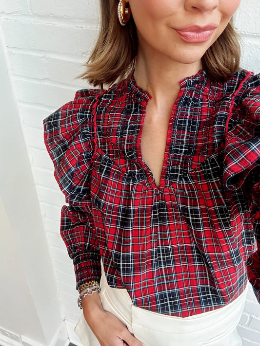 LOIS XMAS PLAID TOP