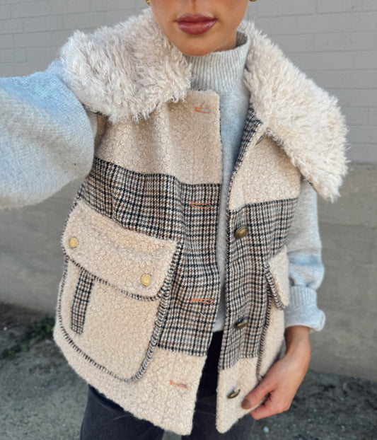 PLAID SHERPA VEST