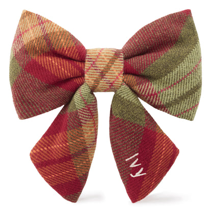 ORCHARD PLAID DOG BOW