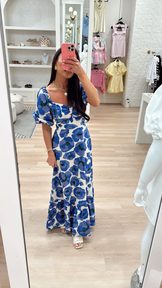 FLORAL PRINT BACK BOW MINI DRESS