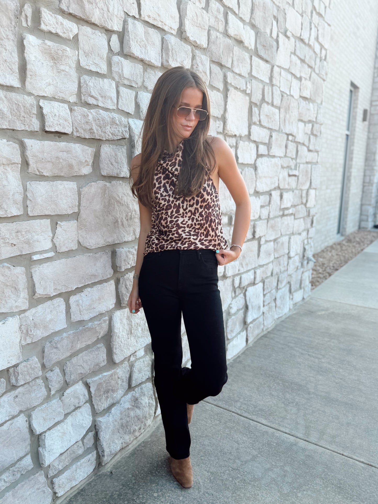 LEOPARD HALTER TOP