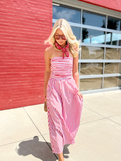 STRIPED TUBE MIDI DRESS