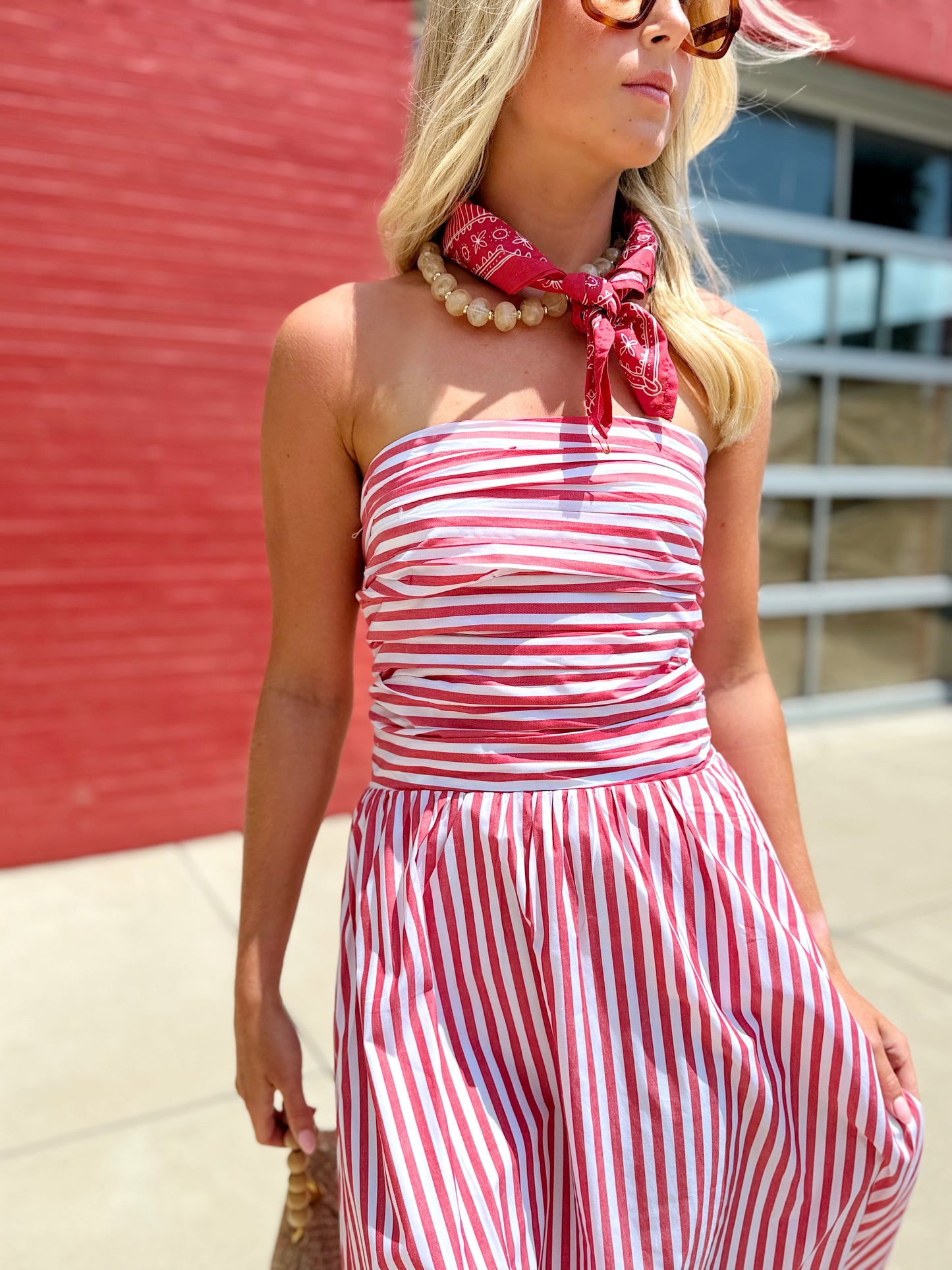 STRIPED TUBE MIDI DRESS