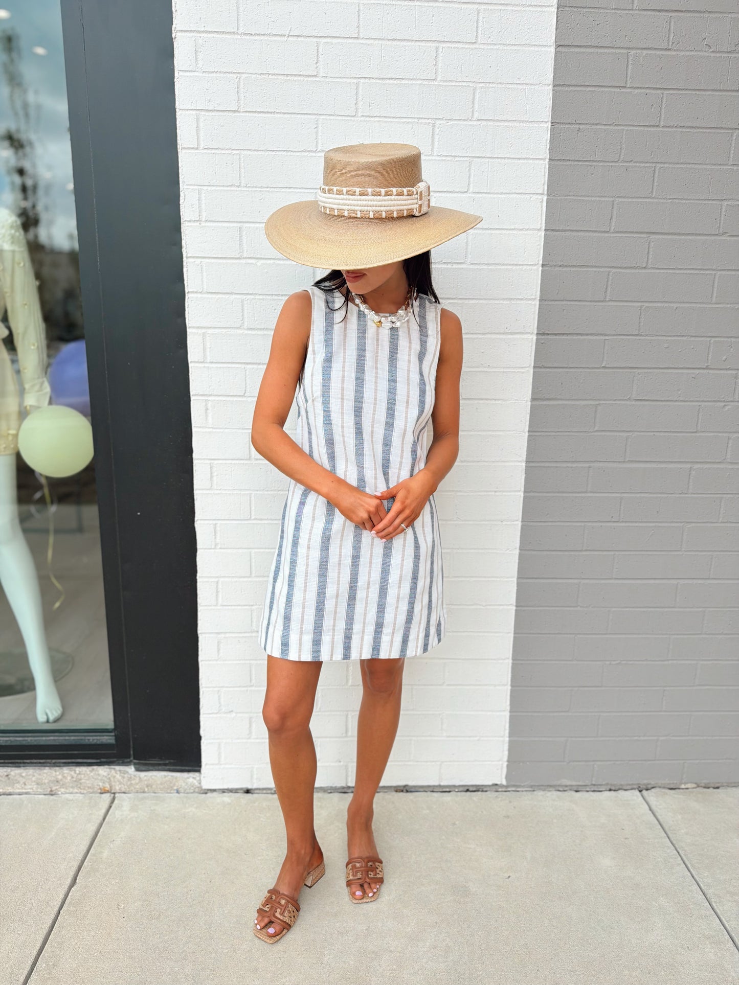 STRIPED LINEN DRESS