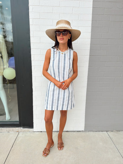 STRIPED LINEN DRESS