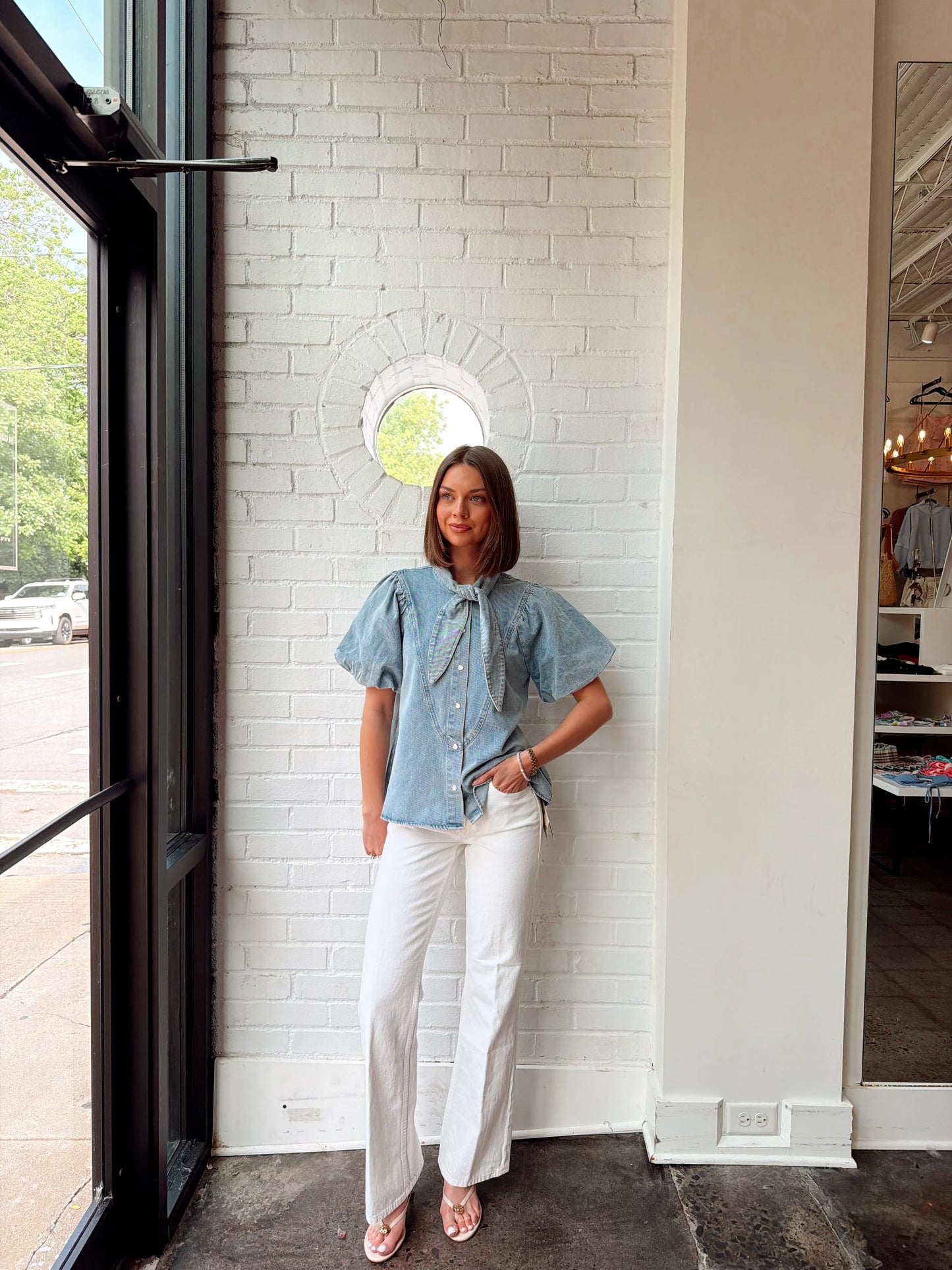 TYLER TIE TOP IN DENIM